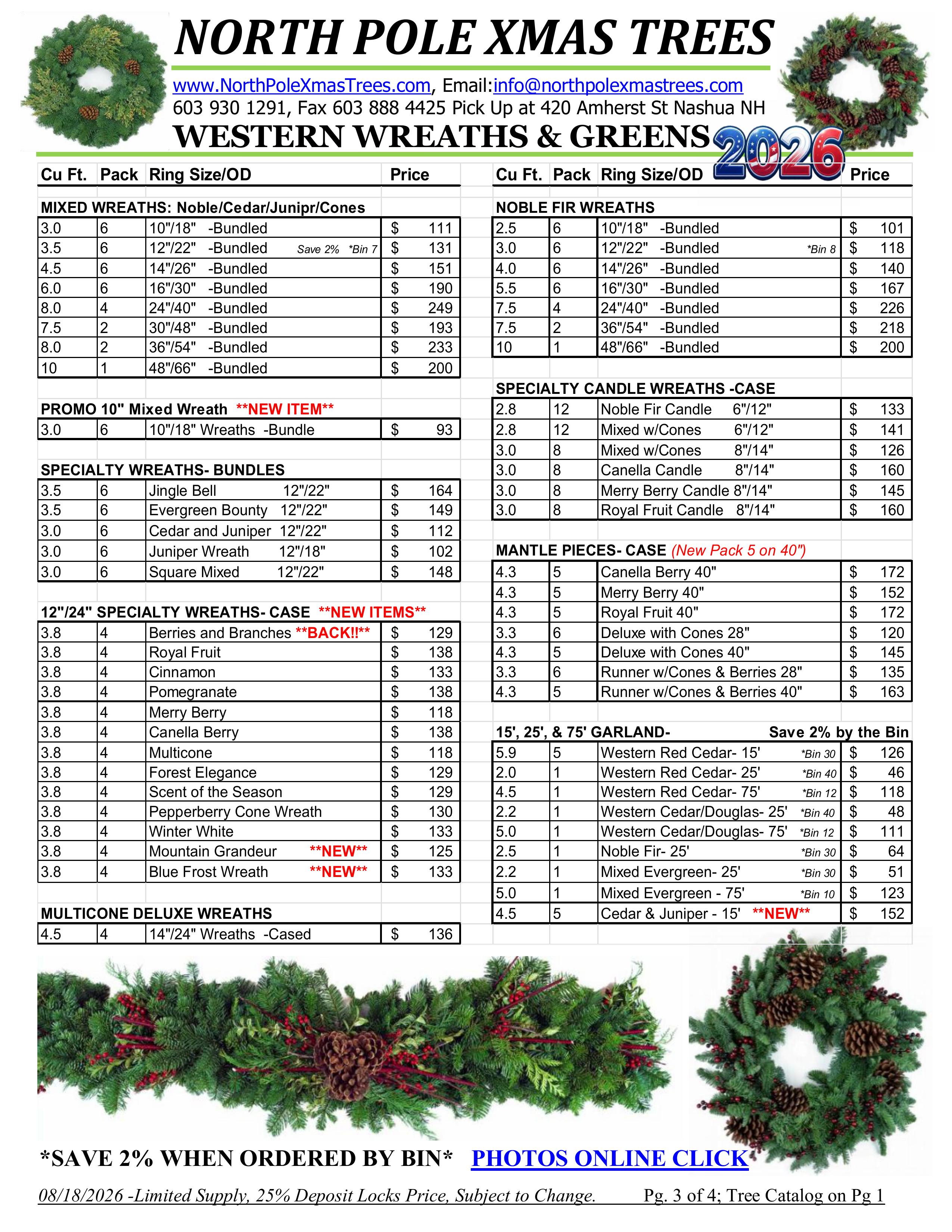 Western Wreath Pricelist 2026